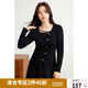 獨束大碼女裝不對稱(chēng)斜襟開(kāi)叉針織衫2025春季新品時(shí)尚胖mm內搭上衣 靜謐黑 L （尺碼：2） (尺碼：2)