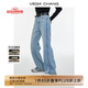 VEGA CHANG直筒牛仔褲女2025新款秋冬季復古隨性松弛感闊腿長(cháng)褲 輕柔藍 M
