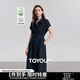 初語(yǔ)通勤風(fēng)復古襯衫裙女2025夏季新款涼感萊賽爾棉質(zhì)收腰連衣裙 藏青色 M