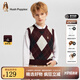 暇步士（Hush Puppies）【經(jīng)典款】童裝兒童男女大童秋季新款百搭時(shí)尚學(xué)院風(fēng)格紋馬甲 波爾多紅 150 cm