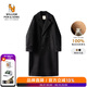 William fox&sons新復(fù)古回潮精紡初剪100%綿羊毛過膝長款氣質(zhì)雙排扣雙面羊毛呢大衣 黑色-100%綿羊毛 XL /52