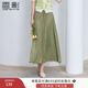 香影通勤a字半身裙女中長(cháng)款2025夏秋裝新款高腰垂墜感抹茶綠裙子 果綠 M 160/84A/95-110斤