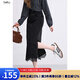 百圖betu女裝2025秋季新款半身裙下擺開(kāi)叉蕾絲邊棉感裙子女2508T70 黑色 L