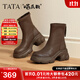 他她（TATA）喵爪靴2025秋冬百搭時裝靴女瘦瘦短靴新款彈力靴CEG07DZ5 啡色 37