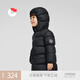 保姆鵝 兒童羽絨服男童女童長款加厚外套寶寶保暖防風(fēng)冬裝 炭黑色 130