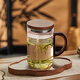 憶壺茶泡茶杯茶水分離杯子玻璃高硼硅綠茶杯月牙過(guò)濾辦公室家用水杯男士 【500ML】玻璃月牙-帶胡桃木蓋