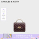 CHARLES&KEITH25秋季新品菱格鏈條手提斜挎包小方包包女包七夕禮物CK2-50701608 Wineberry Red紫紅色 S