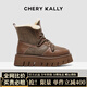 CHERY KALLY【雪地戀曲】氣質(zhì)時尚厚底雪地靴女士皮毛一體2025冬季加絨短靴子 咖啡色 Coffee 37