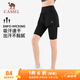 駱駝（CAMEL）假兩件速干運動(dòng)女褲彈力跑步健身五分褲 Y24BA4L0037 幻影黑 S