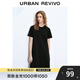 UR2025夏季新款女裝休閑簡(jiǎn)約純色百搭短袖連衣裙UWB750001 正黑 M