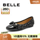 百麗（Belle）小香風(fēng)平底單鞋女商場(chǎng)同款蝴蝶結通勤單鞋B5L1DCQ4 黑色 37 (235mm)