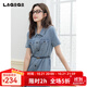 LAGOGO純棉淺色牛仔連衣裙女拉谷谷2025年夏季新款元氣減齡收腰裙 淺牛仔藍 XL