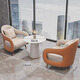 陽(yáng)臺休閑桌椅輕奢現代簡(jiǎn)約商務(wù)會(huì )客接待洽談桌椅商鋪售樓部沙發(fā)椅 一桌兩椅_圓桌60 橙色 送靠枕