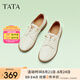 他她（TATA）英倫復(fù)古小皮鞋女鞋真皮深口單鞋牛津鞋秋新7BJ30CM4 米色 36