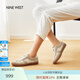 NINE WEST玖熙平底德訓(xùn)鞋女2025新款小白鞋運動休閑鞋真皮阿甘鞋圓頭軟底 米白/銀 37