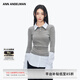 ANN ANDELMAN【明星同款】官方直營中長款拼接襯衫假兩件針織衫女 灰色 M
