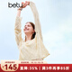 百圖betu女裝秋季新款毛針織衫圓領(lǐng)菱格鏤空寬松針織衫女2407T13 杏色 M