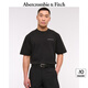 ABERCROMBIE & FITCH【重磅情侶款】男裝25夏季新款字母Logo圓領(lǐng)短袖T恤KI123-5060 黑色 XL (180/116A)