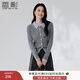 香影學(xué)院風(fēng)miu系灰色針織開(kāi)衫女2025秋季新款絞花翻領(lǐng)假兩件毛衣 淺灰 M 160/84A/95-110斤