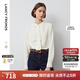 朗姿【朗姿Basic衣櫥】設計感荷葉邊上衣女通勤秋季新款長(cháng)袖法式襯衫 米白色2 M