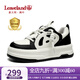 楓葉（leaveland）厚底板鞋女夏季新品簡(jiǎn)版時(shí)尚透氣熊貓小白鞋增高軟底休閑鞋子女 白色/黑（皮鞋碼） 37