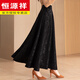 恒源祥裙四季秋冬新款提花半身裙女氣質(zhì)百搭黑色大擺A字裙高腰大碼長(cháng)裙 黑底蝴蝶長(cháng)裙 2XL