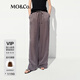 MO&Co.休閑褲2025夏新品砂洗霧面銅氨絲抽繩高腰闊腿褲MBE2PAT028 巖灰色 S /160