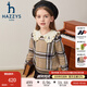 哈吉斯（HAZZYS）品牌童裝女童毛衣秋新品舒適綿軟俏麗翻領(lǐng)復古格子甜美線(xiàn)衣 燕麥卡其 165