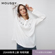 moussy 2025秋季新品休閑風蕾絲拼接長袖針織衫女028IAA90-1016 010白色 均碼