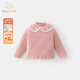班喜迪女童長(cháng)袖t恤冬裝新款加絨夾棉寶寶衣服秋冬款童裝上衣兒童打底衫 粉色 80
