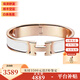 愛(ài)馬仕（HERMES）手鐲 合金琺瑯手鐲小號 經(jīng)典款H扣手鐲男女同款 生日禮物 禮盒裝 白色-玫瑰金色