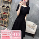 clotho Rennie品牌女裝韓版短袖連衣裙女2025夏新款氣質(zhì)通勤休閑時尚收腰顯瘦 黑色 L