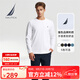 諾帝卡（NAUTICA）【單件直降】春夏純棉柔軟親膚多色基礎(chǔ)經(jīng)典長(zhǎng)袖T恤男TE4301 1BW白色 L