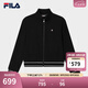 FILA 斐樂官方女士針織長(zhǎng)袖外套2025夏新款時(shí)尚休閑簡(jiǎn)約寬松上衣 正黑色-BK M 165/84A/M
