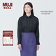 無(wú)印良品（MUJI） 女式 麻水洗襯衫領(lǐng)長(zhǎng)袖襯衫女士襯衣外套早秋款上衣漢麻女裝早秋 黑色 M 160/84A