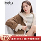 百圖betu女裝冬季新款毛衣一體絨條紋色織寬松套頭毛衫女2411T34 黑白條 M