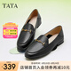 他她（TATA）平底樂福鞋女通勤小皮鞋女款百搭單鞋春秋7TX22AA4 黑色 36