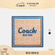 蔻馳（COACH）奧萊女士經(jīng)典標志草書體COACH文字印花絲巾方巾圍巾禮物 淺卡其色/藍色