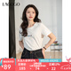 lagogo純棉印花簡約正肩白色T恤女拉谷谷2025春新款甜美短袖上衣 本白色 M