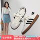 ZHR休閑鞋女春秋拼接條紋德訓(xùn)鞋子女復(fù)古經(jīng)典運(yùn)動(dòng)女鞋 M538 米灰 37