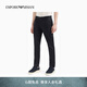 EMPORIO ARMANI/阿瑪尼官方旗艦男士純棉修身直筒微彈純色休閑褲 【修身直筒微彈】黑色 (褲長(cháng)偏長(cháng)) 46 (S) (推薦：120-135斤)