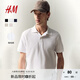 H&M男裝Polo衫秋季珠地棉商務(wù)通勤翻領(lǐng)紐扣半開襟短袖上衣1209183 白色 L 175/108