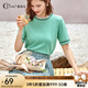 Olrain歐芮兒套頭針織衫女夏季寬松顯瘦荷葉邊設(shè)計感減齡上衣 綠色 S 155/80A