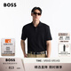 BOSS博斯【禮物】【100%棉】男士2025夏款徽標印花棉質(zhì) Polo 衫 001-黑色 L