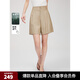 ELLE法式復(fù)古高腰通勤休閑短褲女2025夏新款萊賽爾天絲氣質(zhì)直筒褲 淺棕 M