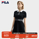 FILA 斐樂官方女裝編織連衣裙2025夏季新款時尚簡約翻領(lǐng)修身裙子 傳奇藍-NV S 160/80A/S
