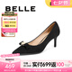 百麗（Belle）七夕禮物蝴蝶結(jié)細高跟單鞋女商場同尖頭單鞋3Y6G2CQ4 黑色 38 (240mm)