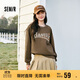 森馬長袖t恤女字母撞色圓領(lǐng)復(fù)古春寬松插肩袖套頭衫107124101010