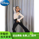 迪士尼秋冬新款拉丁舞服裝專業(yè)兒童舞蹈練集訓(xùn)功服露肩長(zhǎng)袖喇叭褲裝 春秋款套裝(杏色上衣+春秋款褲子 150(送胸墊)(65-75斤) 均碼