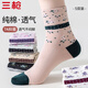 三槍【印象系列】女士襪子女士純棉100%防臭抑菌中老年襪松口不勒棉襪